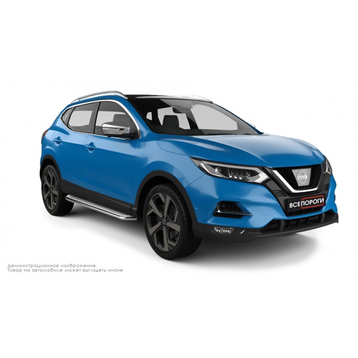Пороги с площадкой нержавеющий лист с проступью для Nissan Qashqai 2014-2015