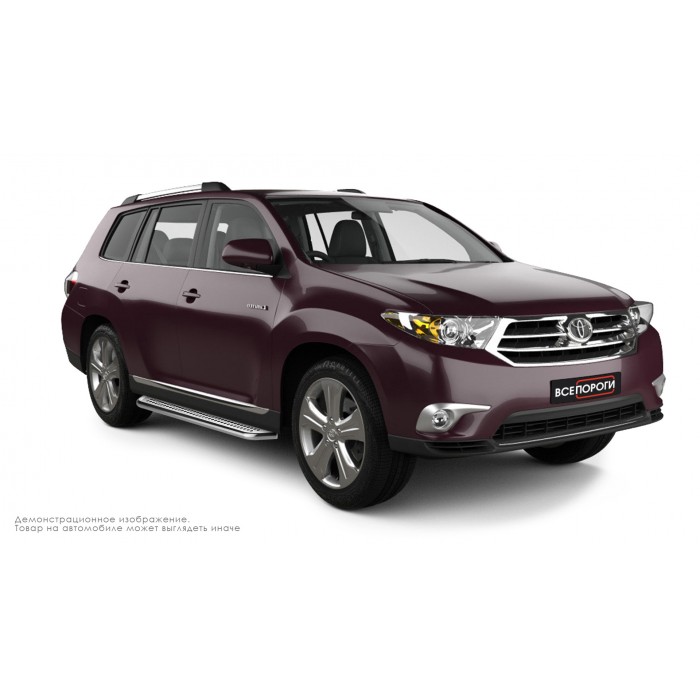 Пороги с площадкой нержавеющий лист с проступью для Toyota Highlander 2010-2014