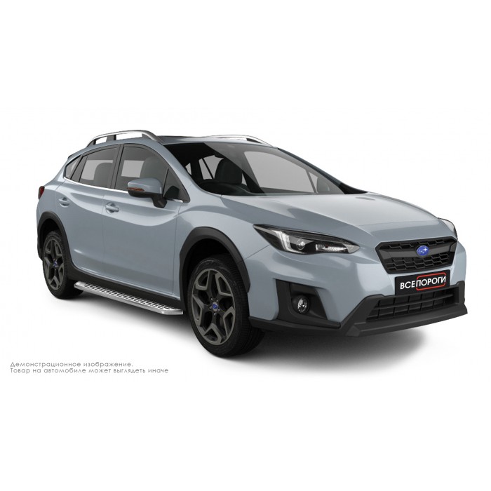 Пороги алюминиевые с нержавеющей площадкой для Subaru XV 2011-2017