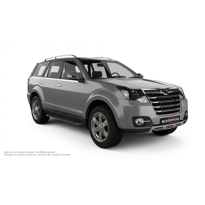 Пороги алюминиевые в полоску для Derways Hower H3 2017-2018