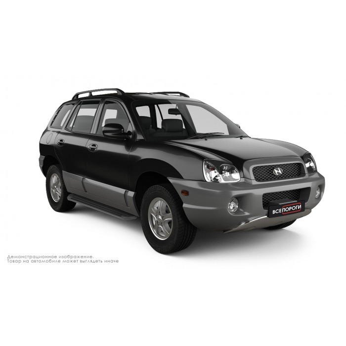 Пороги алюминиевые в полоску для Hyundai Santa Fe Classic 2007-2012