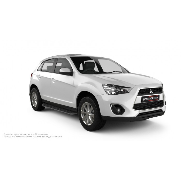 Пороги алюминиевые в полоску для Mitsubishi ASX 2013-2016