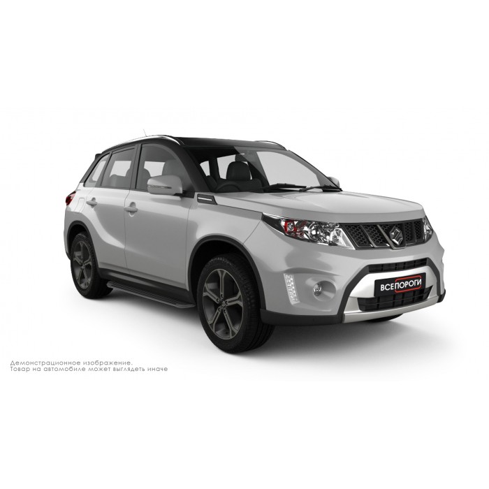 Пороги алюминиевые в полоску для Suzuki Vitara 2018-2024