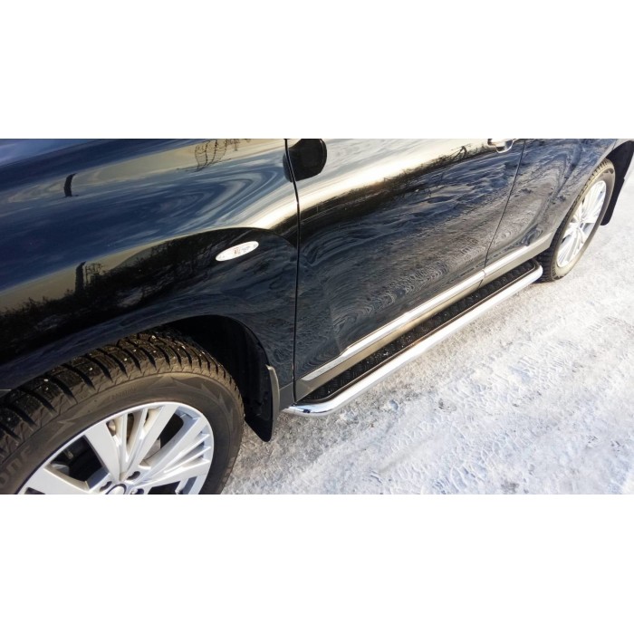 Пороги с площадкой алюминиевый лист для Toyota Highlander 2010-2014
