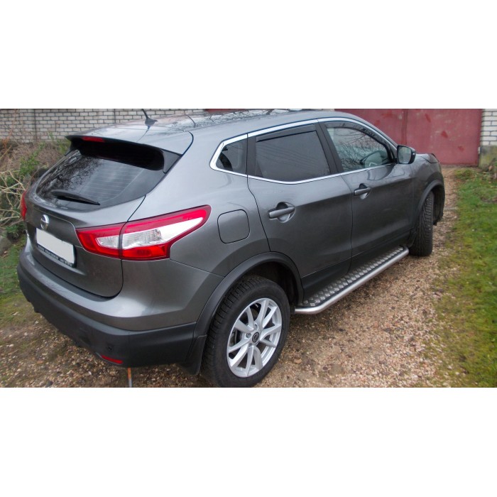 Пороги с площадкой алюминиевый лист для Nissan Qashqai 2014-2015