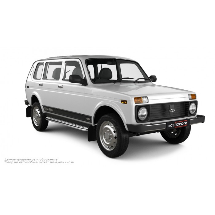 Пороги с площадкой нержавеющий лист с проступью для ВАЗ 4x4 Urban 5 дверей 2015-2021