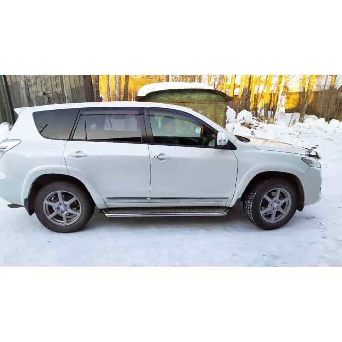 Пороги с площадкой чёрный алюминиевый лист для Toyota RAV4 2010-2013