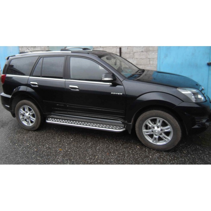 Пороги с площадкой алюминиевый лист для Great Wall Hover H3 New 2014-2015