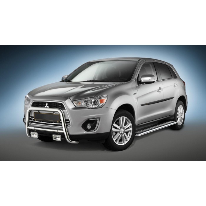 Пороги с площадкой алюминиевый лист для Mitsubishi ASX 2013-2016