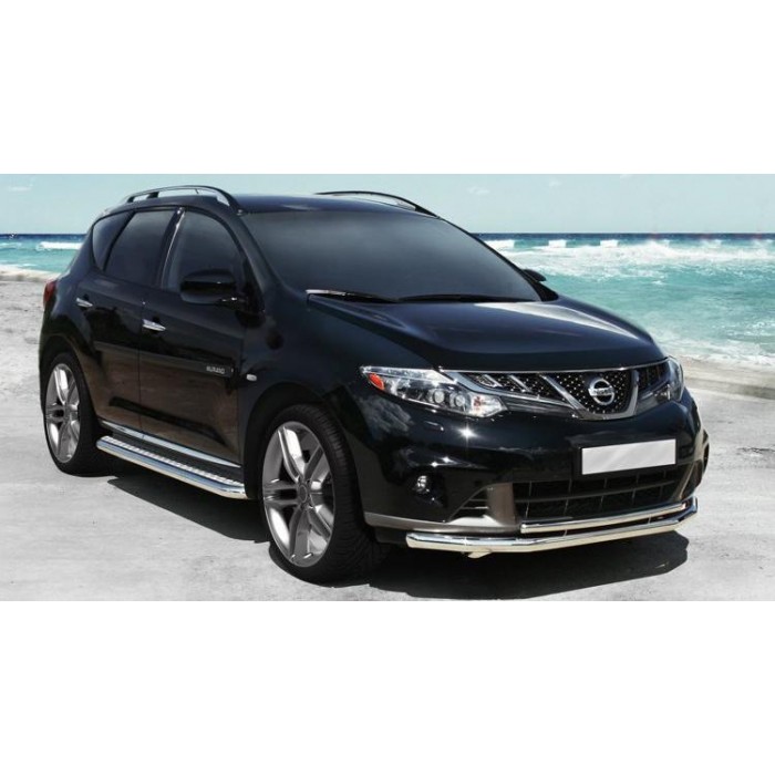 Пороги с площадкой алюминиевый лист для Nissan Murano Z51 2010-2016