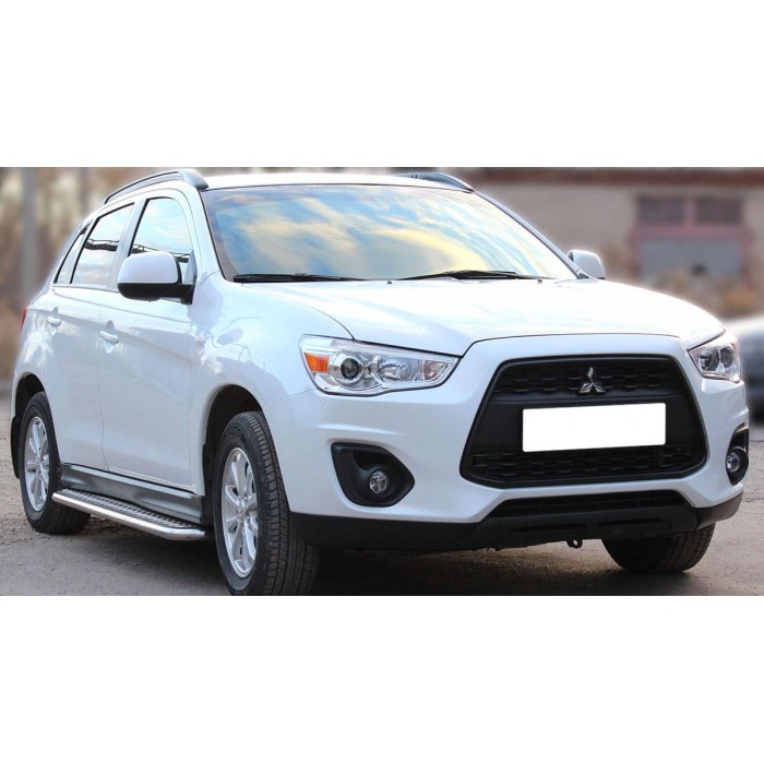 Пороги с площадкой алюминиевый лист для Mitsubishi ASX 2013-2016