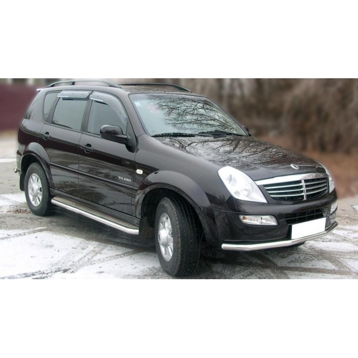 Пороги с площадкой алюминиевый лист для SsangYong Rexton 2012-2015