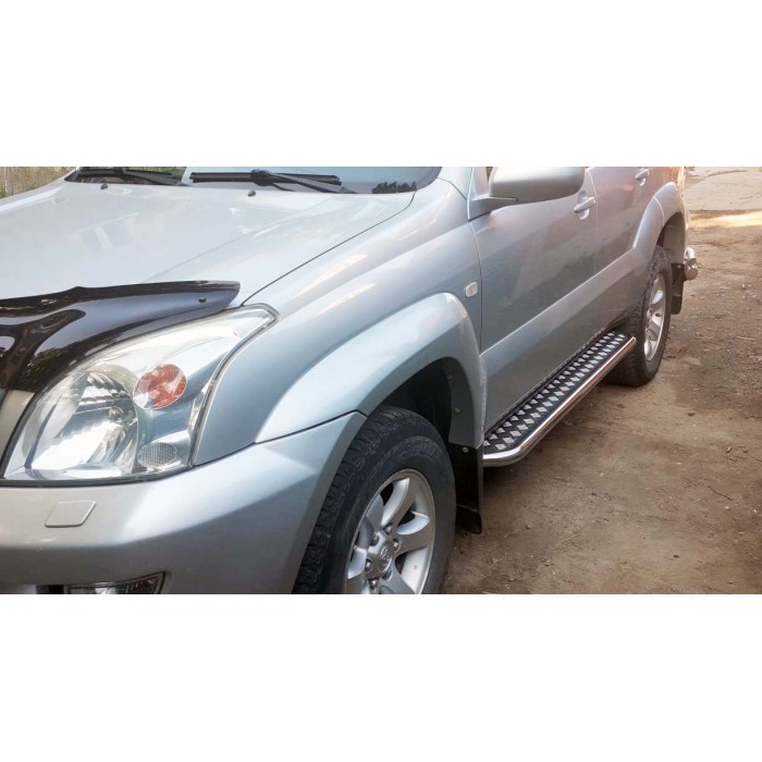 Пороги с площадкой алюминиевый лист для Toyota Land Cruiser Prado 120 2002-2009
