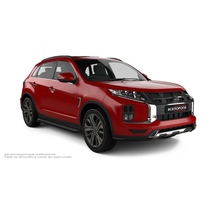 Пороги алюминиевые чёрные для Mitsubishi ASX 2013-2016