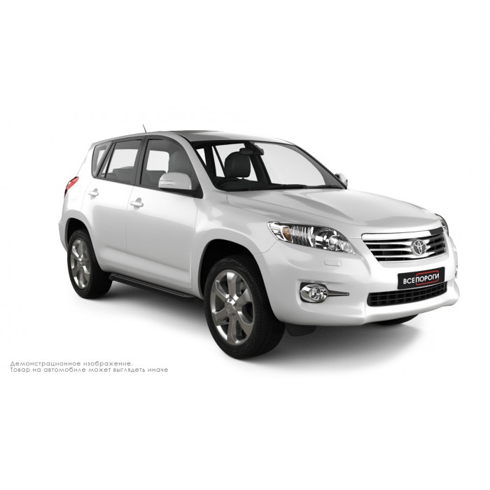 Пороги алюминиевые чёрные для Toyota RAV4 2006-2009
