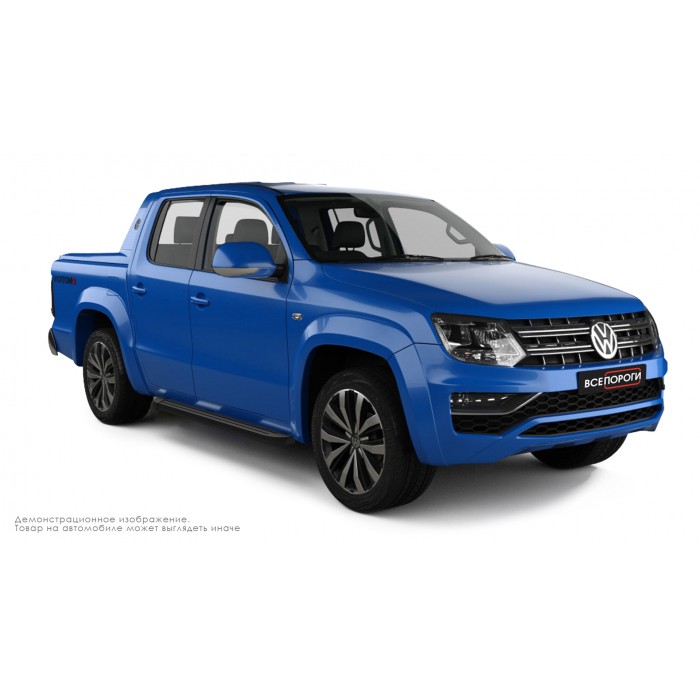 Пороги алюминиевые чёрные для Volkswagen Amarok 2010-2016