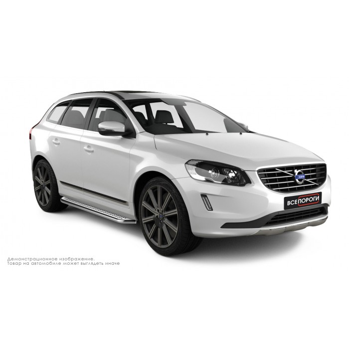 Пороги с площадкой нержавеющий лист с проступью для Volvo XC60 2014-2017