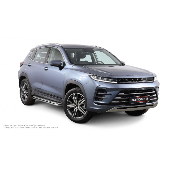 Пороги с площадкой нержавеющий лист с проступью для Exeed LX 2022-2024