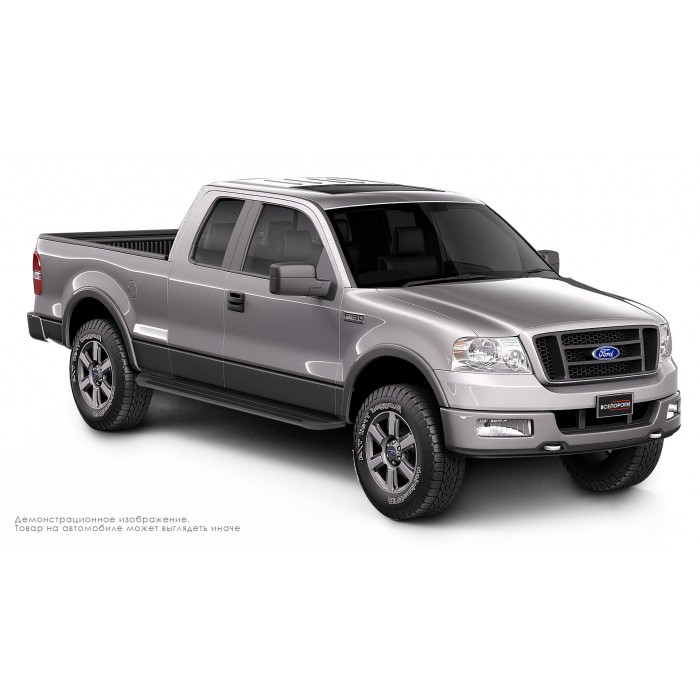 Пороги алюминиевые в полоску для Ford F-150 2003-2008