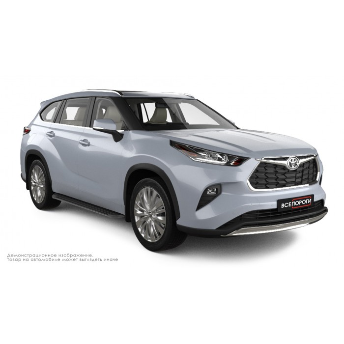 Пороги алюминиевые в полоску для Toyota Highlander 2020-2024
