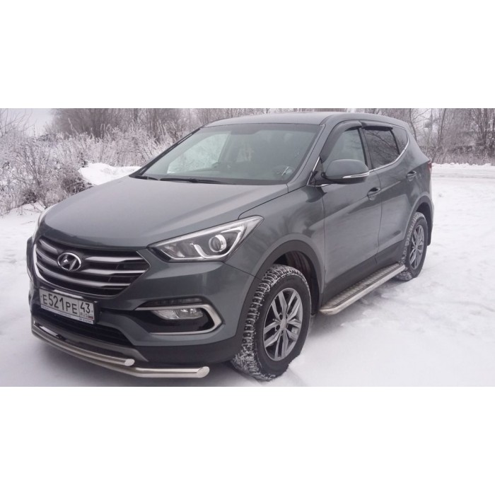 Пороги с площадкой алюминиевый лист для Hyundai Santa Fe 2018-2020