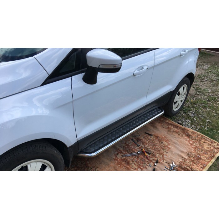 Пороги с площадкой алюминиевый лист для Ford Ecosport 2014-2018