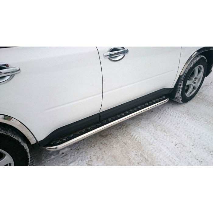 Пороги с площадкой алюминиевый для Nissan X-Trail T31 2011-2015