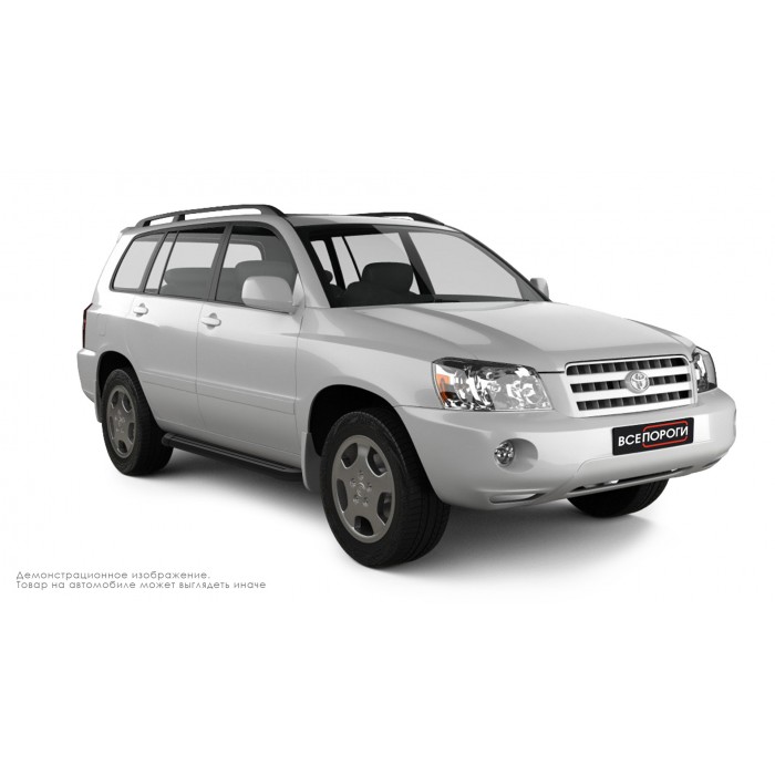Пороги алюминиевые чёрные для Toyota Highlander 2001-2007