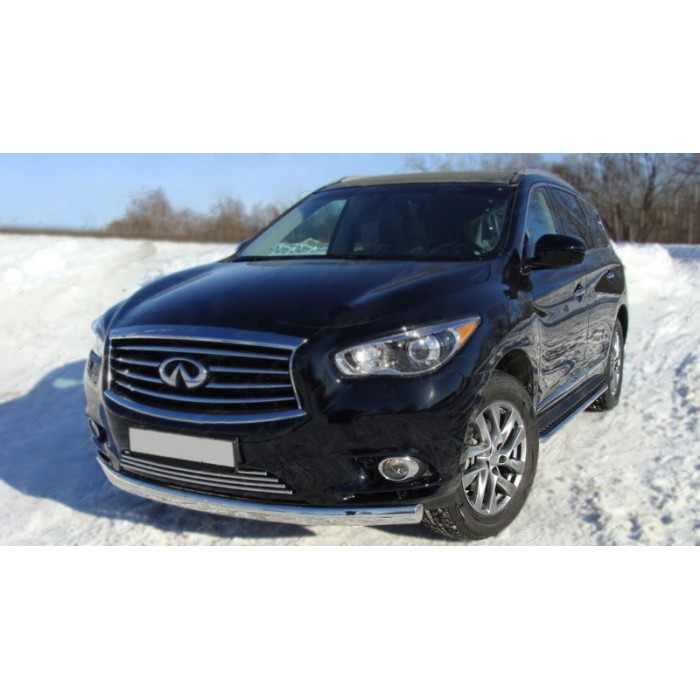 Пороги с площадкой чёрный алюминиевый лист для Infiniti QX60 2014-2016