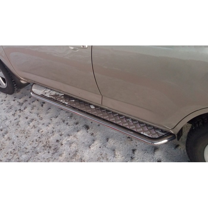 Пороги с площадкой чёрный алюминиевый лист для Toyota RAV4 2006-2009