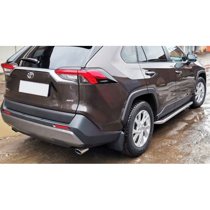 Пороги с площадкой алюминиевый лист для Toyota RAV4 2019-2024