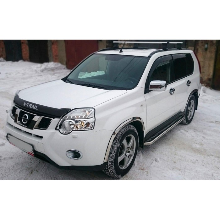 Пороги с площадкой алюминиевый для Nissan X-Trail T31 2011-2015