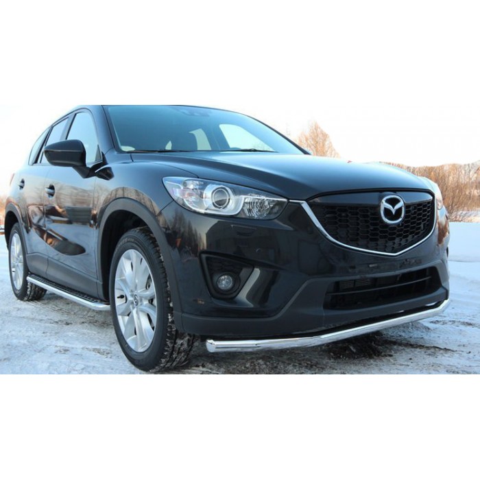 Пороги с площадкой чёрный алюминиевый лист для Mazda CX-5 2011-2015