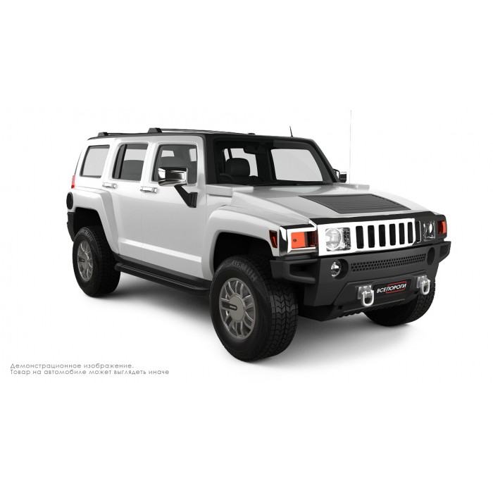 Пороги алюминиевые чёрные для Hummer для Hyundai Creta 2016-2021