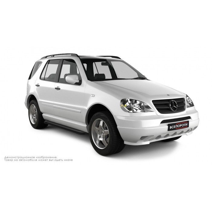 Пороги алюминиевые чёрны для Mercedes ML W163 1997-2004