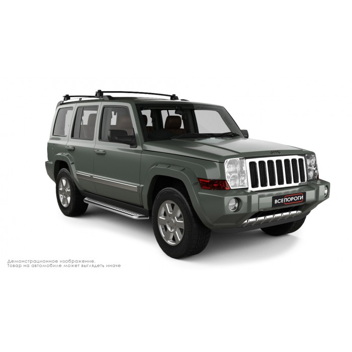 Пороги с площадкой нержавеющий лист с проступью для Jeep Commander 2005-2010