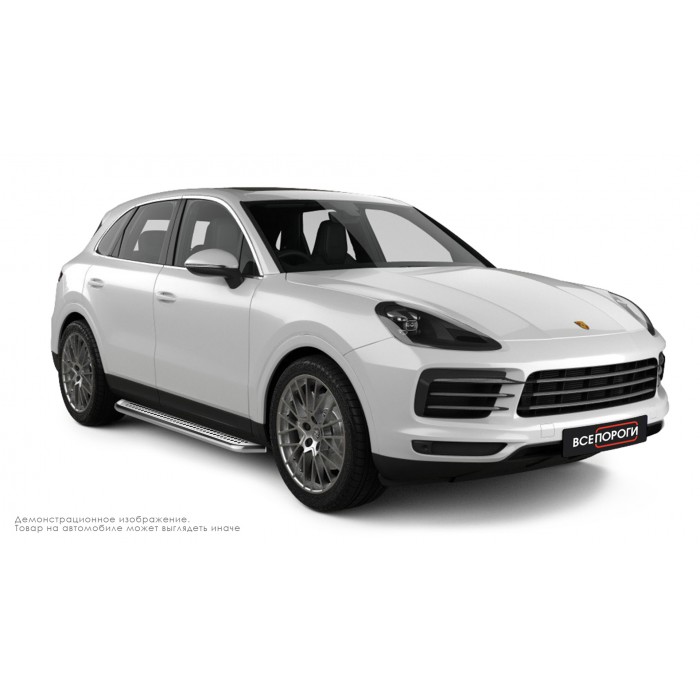 Пороги с площадкой нержавеющий лист с проступью для Porsche Cayenne 2018-2024