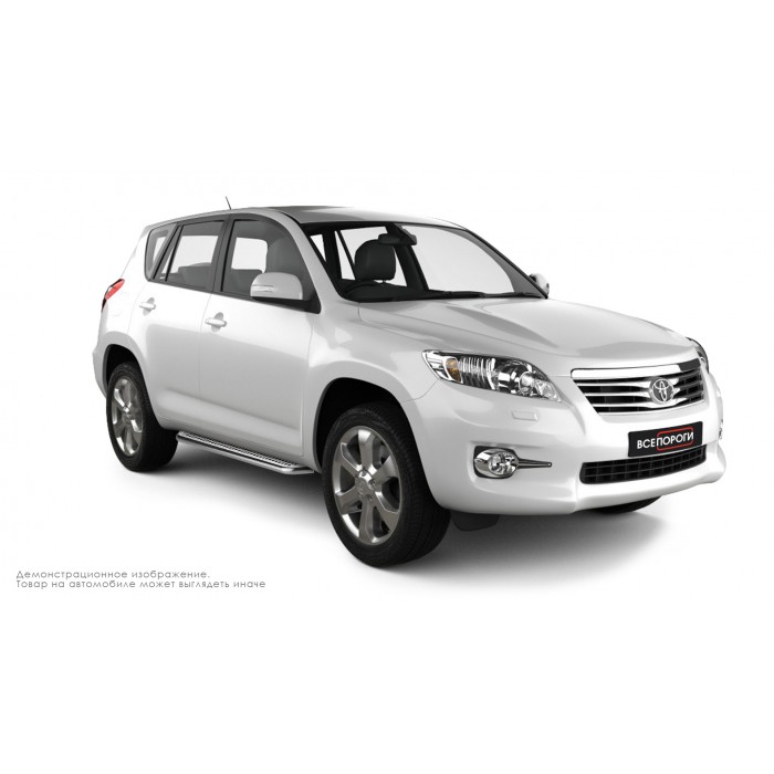 Пороги с площадкой нержавеющий лист с проступью для Toyota RAV4 2010-2013
