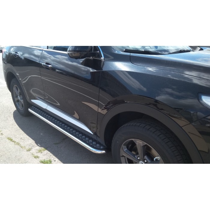 Пороги с площадкой алюминиевый лист для Haval F7/F7x 2022-2024