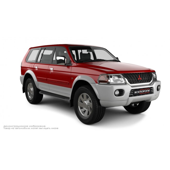 Пороги алюминиевые в полоску для Mitsubishi Pajero Sport 1998-2007