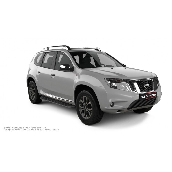 Пороги алюминиевые в полоску для Nissan Terrano 2014-2022
