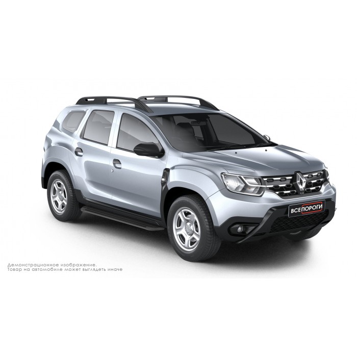 Пороги алюминиевые в полоску для Renault Duster 2021-2024