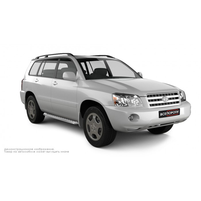 Пороги алюминиевые с нержавеющей площадкой для Toyota Highlander 2001-2007