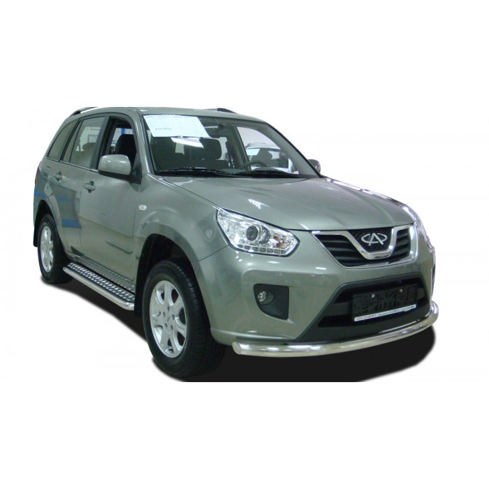 Пороги с площадкой алюминиевый лист для Chery Tiggo FL 2013-2018