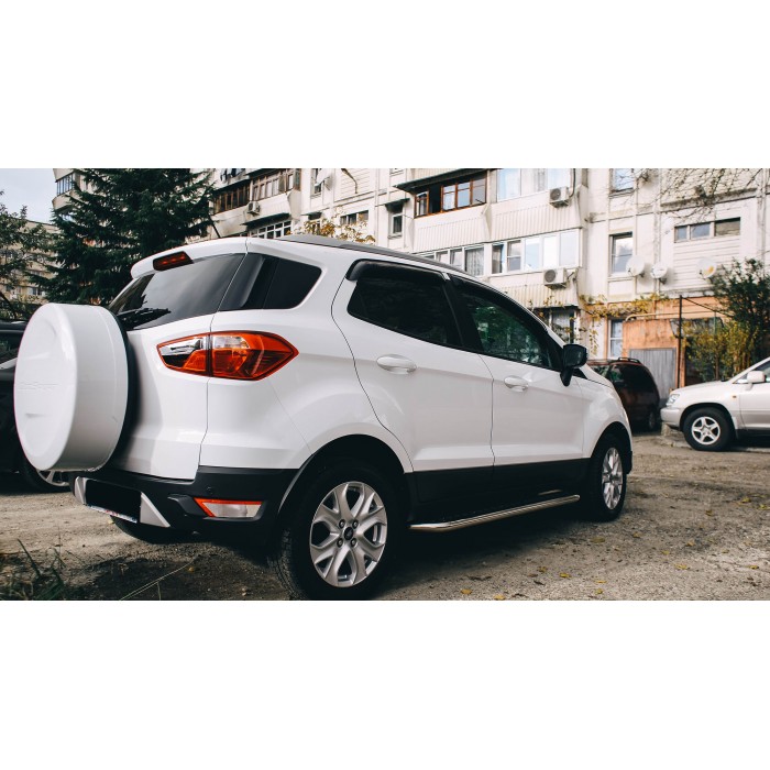 Пороги с площадкой чёрный алюминиевый лист для Ford Ecosport 2018-2024