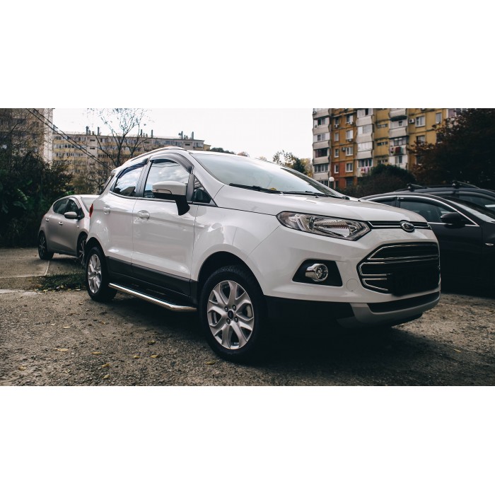 Пороги с площадкой чёрный алюминиевый лист для Ford Ecosport 2018-2024
