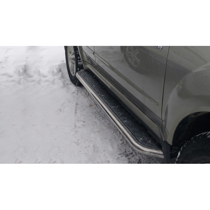 Пороги с площадкой чёрный алюминиевый лист для Haval H2 2014-2021