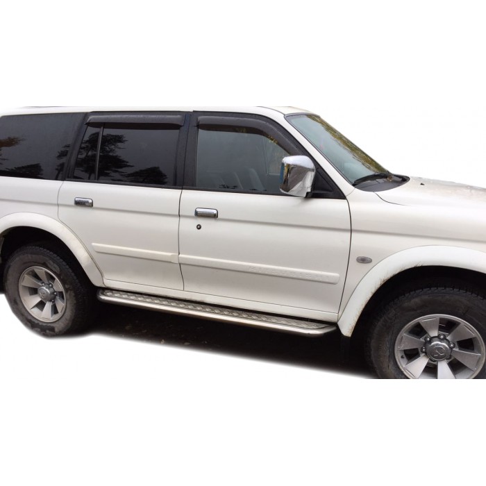 Пороги с площадкой алюминиевый лист для Mitsubishi Pajero Sport 1998-2007