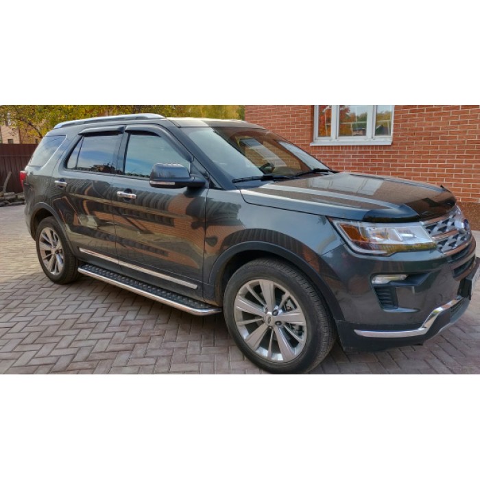 Пороги с площадкой алюминиевый лист для Ford Explorer 2018-2019