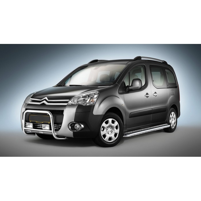 Пороги с площадкой чёрный алюминиевый лист для Citroen Berlingo 2008-2024